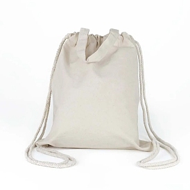 Mochilas con cordón para manualidades en blanco, Bolsas de algodón con cordón para hacer compras, Rectángulo