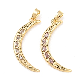 Латунные микро проложить кубического циркония подвески, Луна прелести, реальный 18 k позолоченный