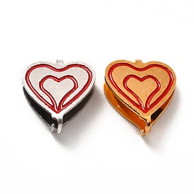 304 Stainless Steel Snap on Bails, with Enamel, Heart, Red