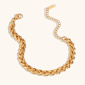 Bracelet de chaîne de panier de fleurs minimaliste - bijoux à main en acier inoxydable plaqué or à la mode
