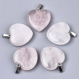 Природных драгоценных камней подвески, с зажимными скобами из нержавеющей стали и железной петлей, сердце