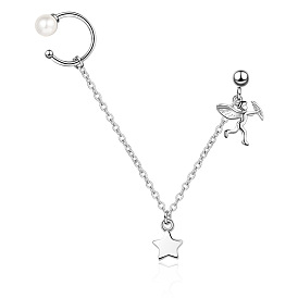 Angel Star Pearl Earrings with Tassel - Unique, Ethereal, Feminine Ear Jewelry.