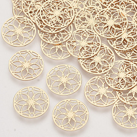  Brass Links Connectors, Etched Metal Embellishments, Long-Lasting Plated, Flower of Life