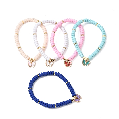 Браслет с подвеской из эмали в виде бабочки для девочек-подростков, браслет ручной работы из бисера из полимерной глины, золотые