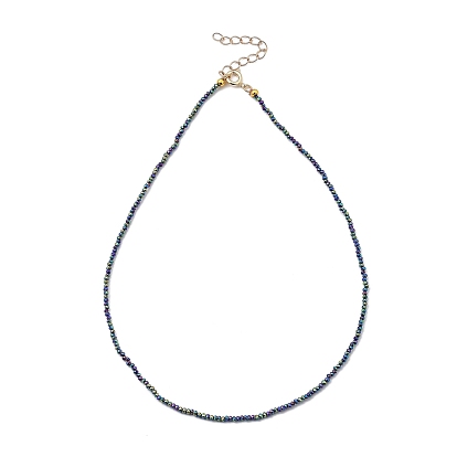 Faceted Rondelle Glass Beaded Necklaces, with Golden Plated Brass Spring Ring Clasps