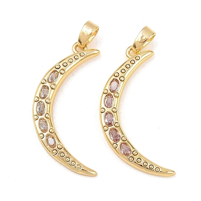 Латунные микро проложить кубического циркония подвески, Луна прелести, реальный 18 k позолоченный