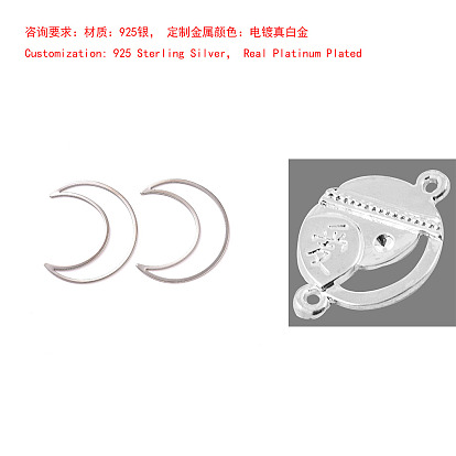 925 Sterling Silver Linking Rings, Lead Free & Cadmium Free & Nickel Free, Moon