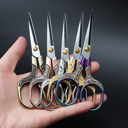 Plum Pattern Stainless Steel Scissors, Embroidery Scissors, Sewing Scissors, with Zinc Alloy Handle