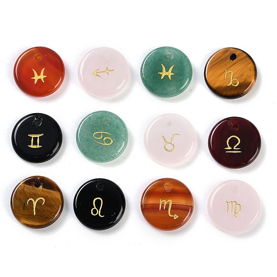 Драгоценный камень подвески, плоско-круглые, с рисунком созвездия