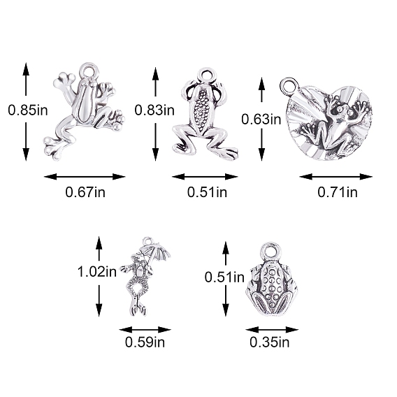 100 шт 5 стиль подвески из сплава в тибетском стиле, лягушка