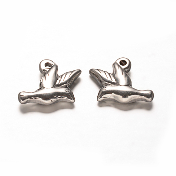 Голубь мира 304 из нержавеющей стали шарма подвески, 15x16x4 мм, отверстие : 2 мм