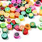 100Pcs Handmade Polymer Clay Fruit Theme Beads, 1Roll Elastic Crystal Thread, for DIY Bracelet Finding Kits
