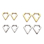 304 pendientes de aro de acero inoxidable huggie, forma de diamante