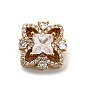 Brass Pave Clear Cubic Zirconia Multi-Strand Links, Flower