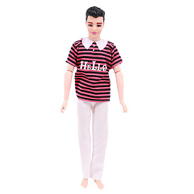 Two-piece Strip Short Sleeves & Trousers Casual Suit Cloth Doll Outfits, for Boy Doll Dressing Accessories