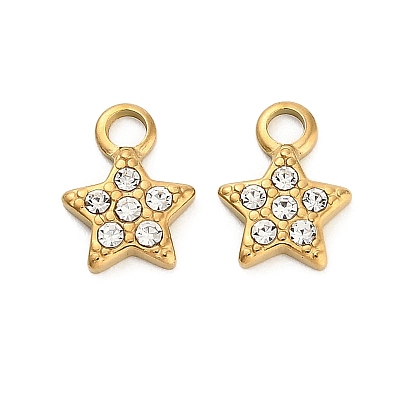 304 кулон из нержавеющей стали со стразами., ионное покрытие (ip), звезды прелести