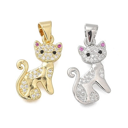 Латунные микро проложить кубического циркония подвески, форма кошки, без кадмия и без свинца, стойки покрытие, долговечный