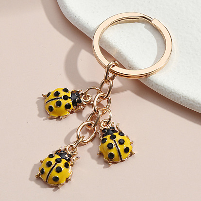Drip oil alloy color owl ladybug dark flower grimace key chain bag ornaments
