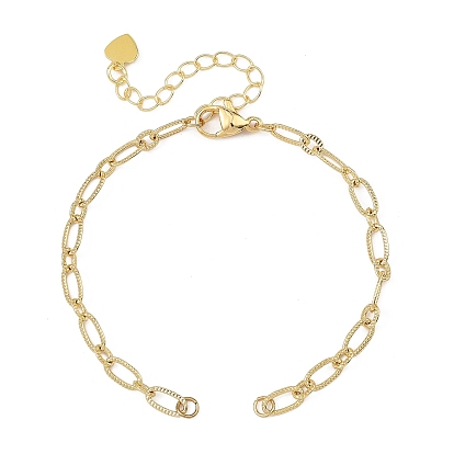 Brass Textured Figaro Chain Bracelet Making, with 304 Stainless Steel Lobster Claw Clasps