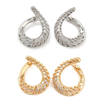 Rack Plating Brass with Cubic Zirconia Hoop Earrings for Women, Teardrop