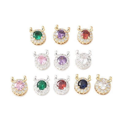 Латунные микро проложить кубического циркония бусы, без кадмия, без никеля и без свинца, голова оленя