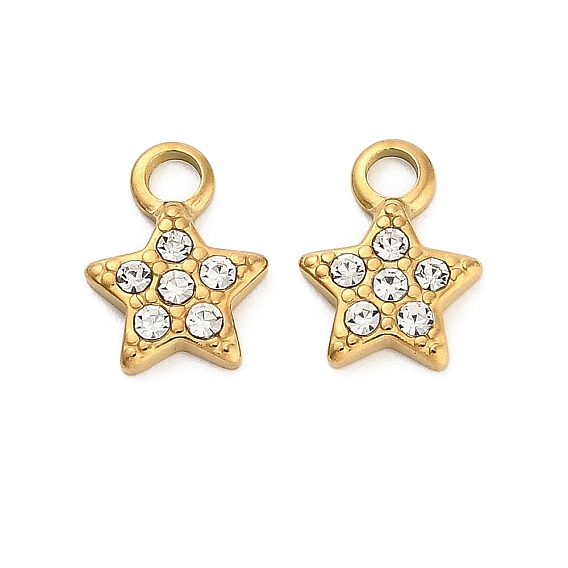 304 кулон из нержавеющей стали со стразами., ионное покрытие (ip), звезды прелести