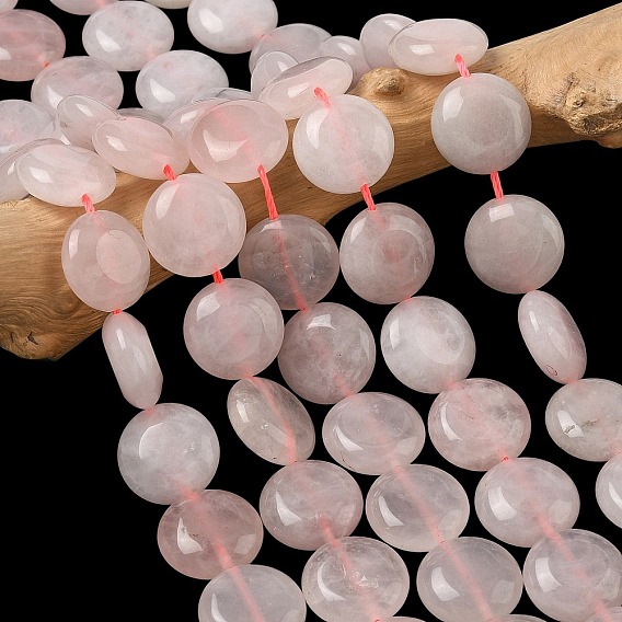 Природного розового кварца нитей бисера, плоско-круглые