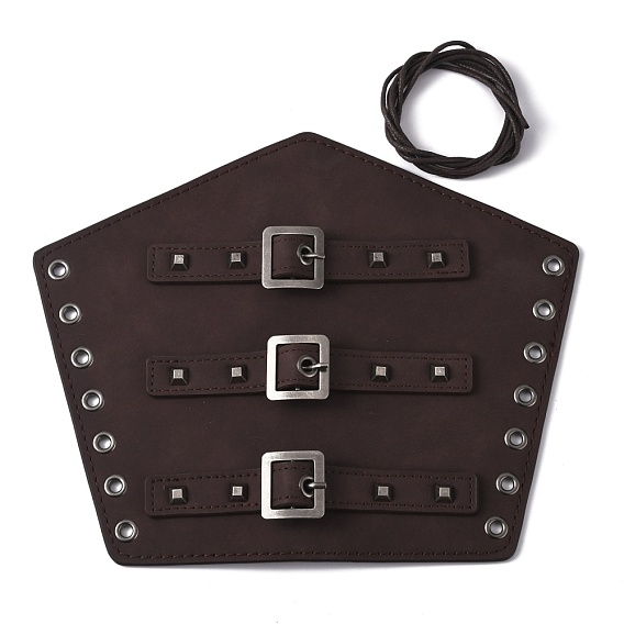 Muñequera de cuero estilo punk para ciclistas, protector de brazo de tiro con arco retro, con fornituras de aleación de zinc y cordón, pentágono