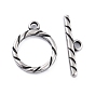 304 Stainless Steel Toggle Clasps, Tibetan Style, Grooved