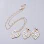 Epoxy Resin Dangle Earring & Pendant Necklace Jewelry Sets, with Enamel, ABS Plastic Imitation Pearl, Alloy and Brass Bar Link Chains, Heart