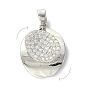 Brass Micro Pave Clear Cubic Zirconia Pendants, Rotatable, Oval