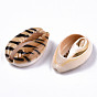 Printed Natural Cowrie Shell Beads, No Hole/Undrilled, with Animal Skin Pattern