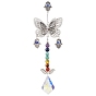 Natural Mixed Stone Pendant Decorations, with Alloy Findings, Butterfly
