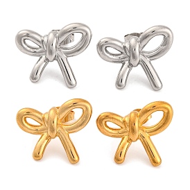 304 Stainless Steel Stud Earrings for Women, Bowknot