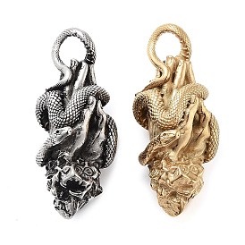 304 Stainless Steel Pendants, Hand with Snake Charm
