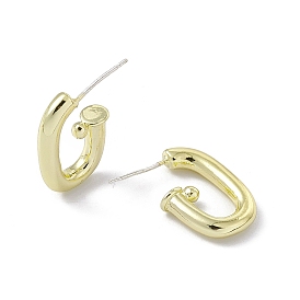 Rack Plating Alloy Stud Earring Findings, Half Hoop Earring Findings, with 925 Sterling Silver Pins, Cadmium Free & Lead Free, Oval