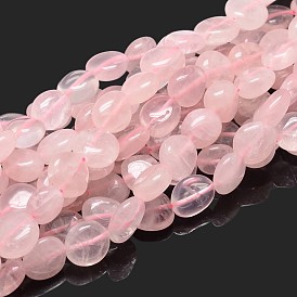 Естественно розового кварца бисер пряди самородки, упавший камень, 4~8x6~9x5~7 мм, отверстие : 1 мм, около 15.3 дюйм ~ 15.7 дюйм