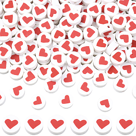 300 бусины из полимерной глины ручной работы., круглые с сердцем