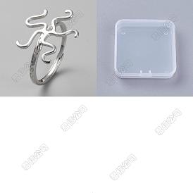 Base de anillos ajustables de plata de ley bañada en rodio, ajuste de anillos de dedo de envoltura giratoria, con sello s925, Para hacer anillos de cabujones de vidrio de piedra.