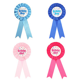 Award Ribbon Shape with Word Tinplate Badge Pin, Gender Reveal Button Pin for Pary Celebration