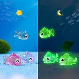 Luminous Resin Fish Ornaments, Micro Landscape Moss Fish Tank Decorations, Glow in the Dark