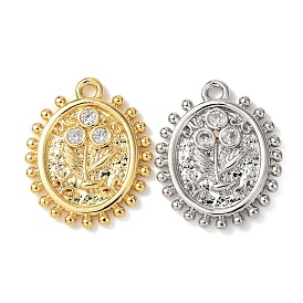 Латунные микро проложить кубического циркония подвески, овал с цветочными подвесками, долговечный