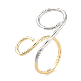 Brass Open Cuff Ring for Women, Real 18K Gold Plated & Platinum