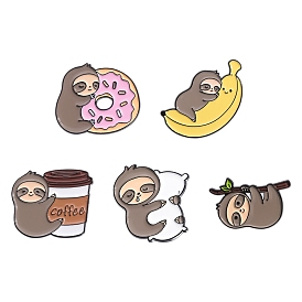 Cute Sloth Theme Enamel Pins, Alloy Brooch for Backpack Clothes