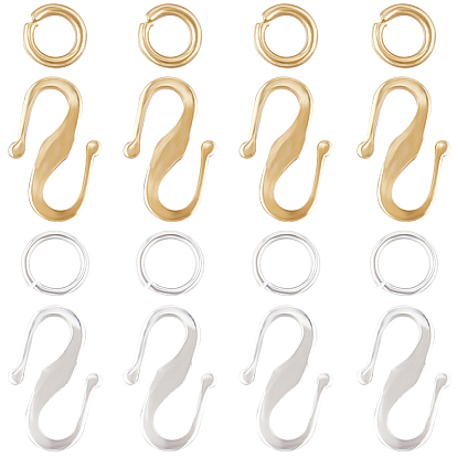 60шт 2 цвет латунь s крючковые застежки, долговечный, с 60 шт. 304 нержавеющей сталью и 60 шт. латунными переходными кольцами с покрытием стойки