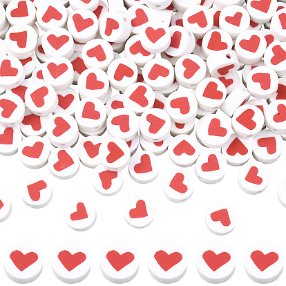 300 бусины из полимерной глины ручной работы., круглые с сердцем