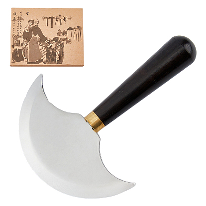 Стальной нож для кожевенного дела, с деревянной ручкой