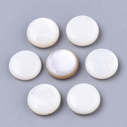Coquille eau douce naturelle cabochons, plat rond