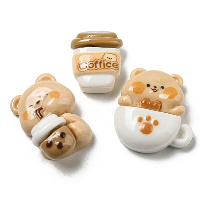 Кофейная тема, смола, декодирование кабошонов, мультяшный медведь с напитком/медведь с чашкой/напитком