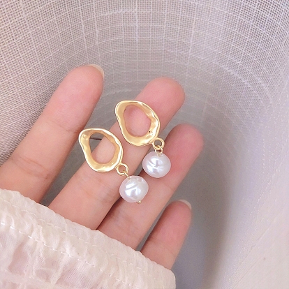 Boucles d'oreilles pendantes en perles d'imitation, boucles d'oreilles en alliage pour femmes, 925 épingles en argent sterling